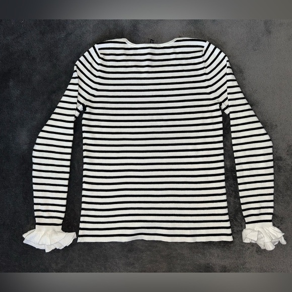 White House Black Market Size M Black & White Striped Long Sleeve Sweater Shirt - Picture 9 of 9